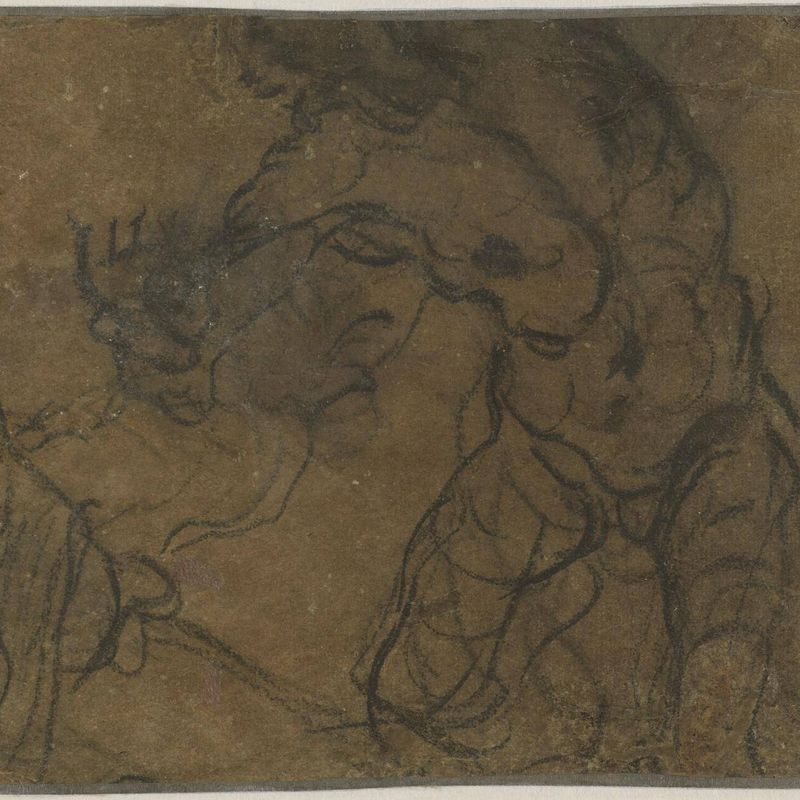 Two Male Figures in Motion (verso)