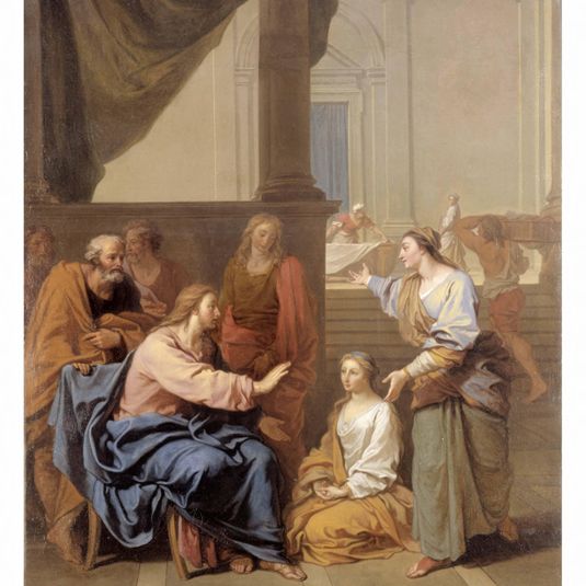 Le Christ chez Marthe et Marie. Esquisse (ou réduction) pour le "may" de Notre-Dame de 1704.