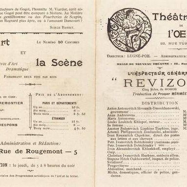Théâtre de l'Œuvre, for the Playbill of "L'Inspecteur Gèneral Revizor" (The Inspector General) by Nicolai Gogol