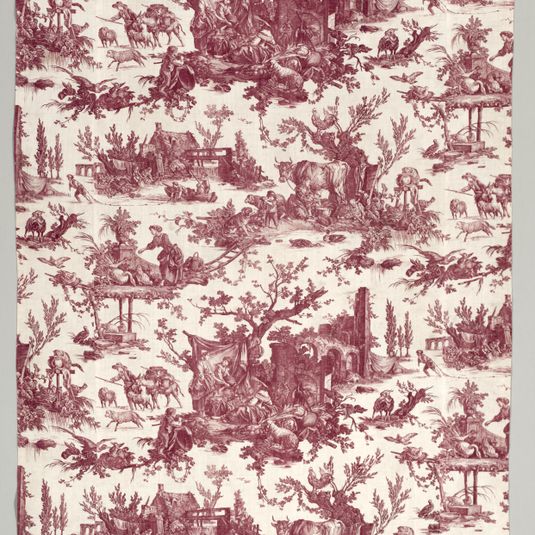 Strip of Copperplate Printed Cotton with "Les plaisirs de la ferme" Design