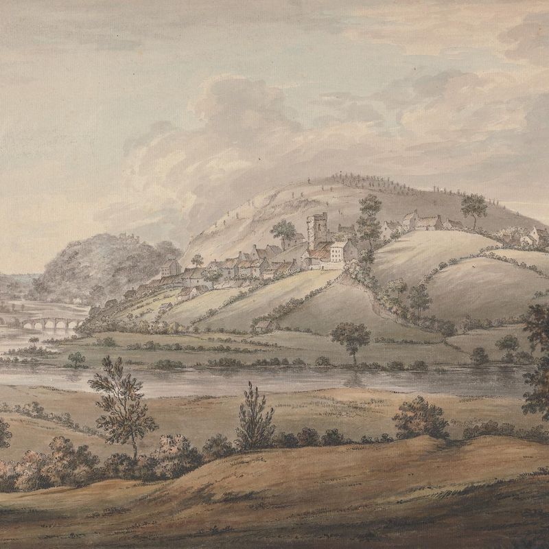 Hilly Landscape with Village and River