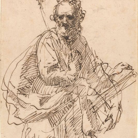 A Standing Saint with a Crucifix and a Book
