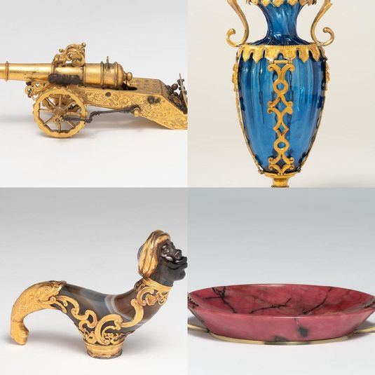 Mounted pieces, clock and an automaton