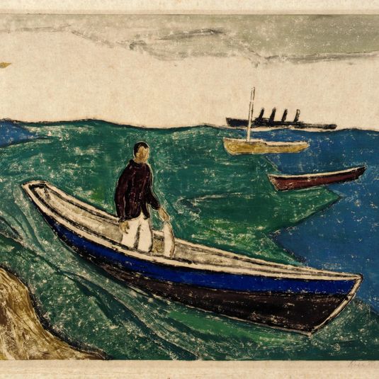 Boy with Fish, Blue Sea