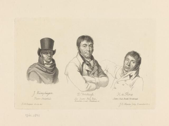 'De Portretten van den Kunstschilder J. Kamphuizen, en van de Heeren D. Versteegh en H. de Flines, allen naar Caspari'