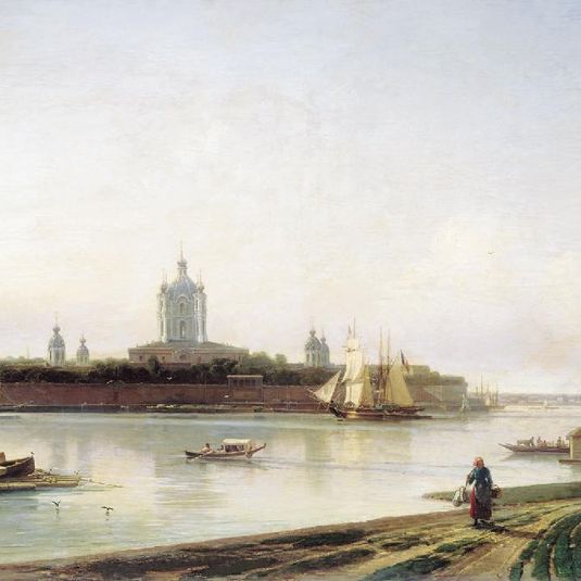 Smolny as seen from Bolshaya Okhta
