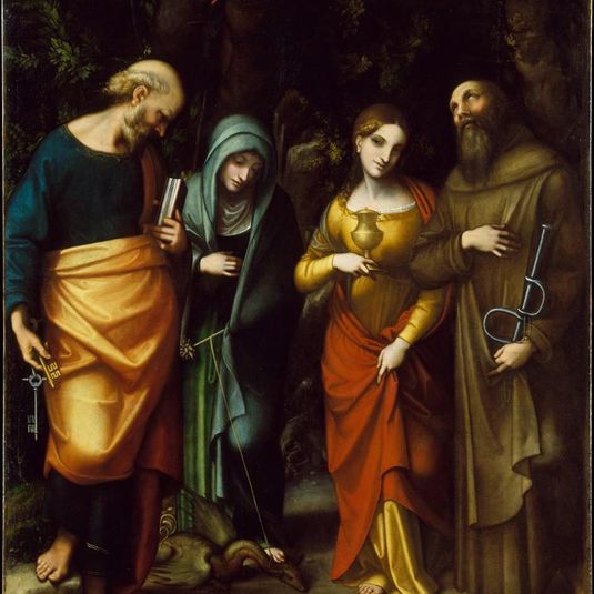 Saints Peter, Martha, Mary Magdalen, and Leonard
