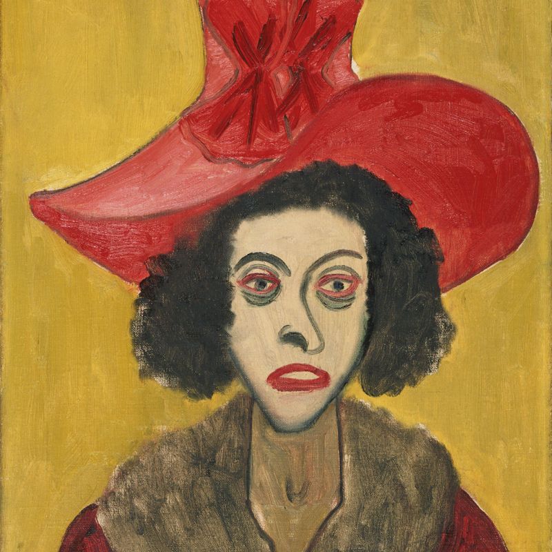 Woman in Pink Velvet Hat