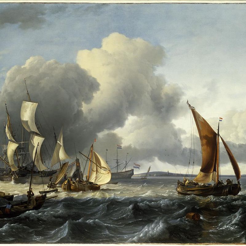 The Merchant Shipping Anchorage off Texel Island with Oudeschild in the Distance