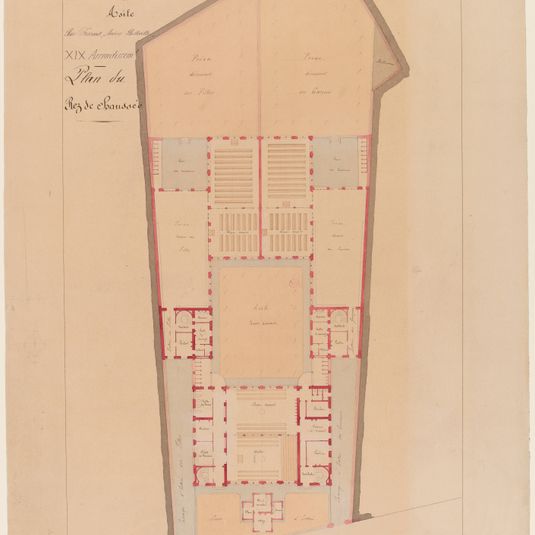 Avant-projet d'Ecole et Asile Rue Fessart Ancien Belleville XIX arrondissement Plan du Rez de Chaussée
