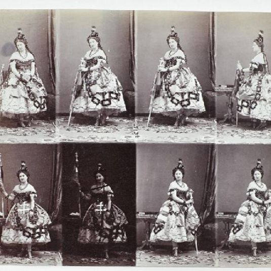 Portrait of "La Générale Türr" in a dress representing Hungary in chains