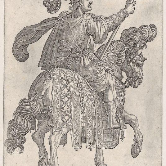 Plate 11: Titus Vespasian on horseback facing right from the 'First Twelve Emperors of Ancient Rome'