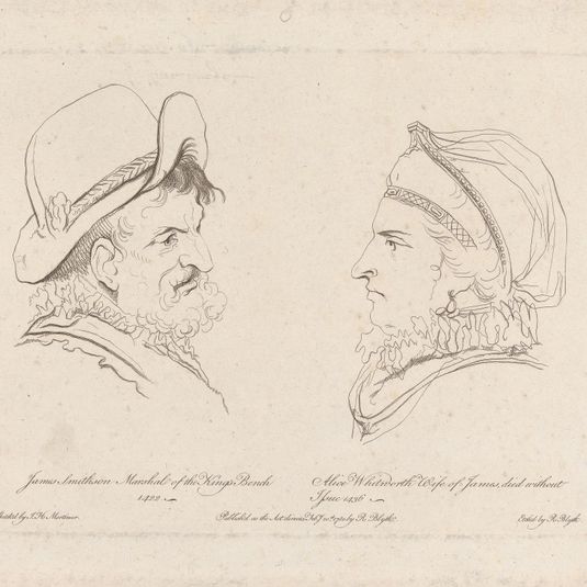 Portraits of James Smithson, Marshall of the King's Bench 1422 and his wife Alice Whitworth (Laid down on the same sheet as B1977.14.12074)