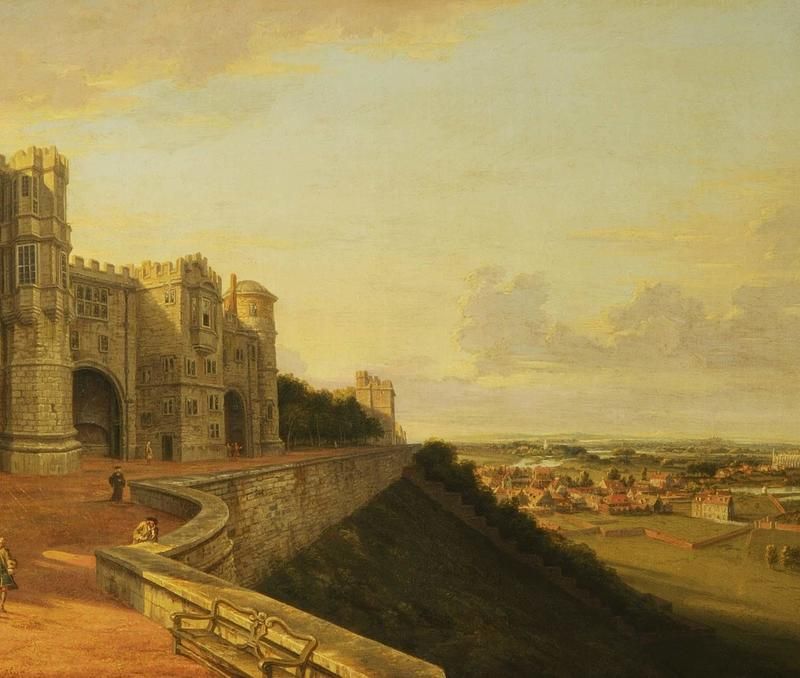 The North Terrace of Windsor Castle with Eton College in the Distance