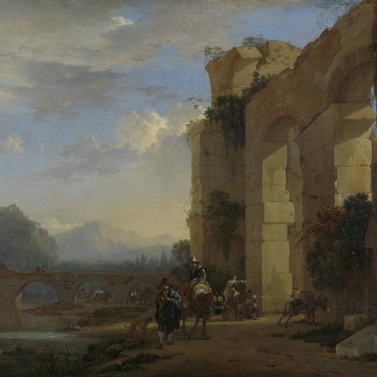 Muleteers beside an Italian Ruin