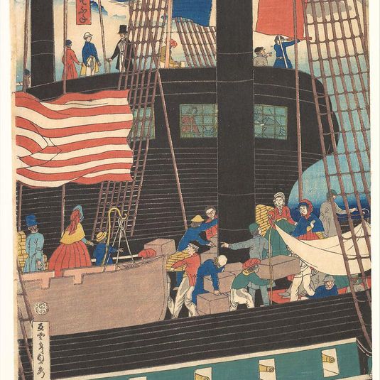 Yokohama Trade: Picture of Westerners Shipping Cargo