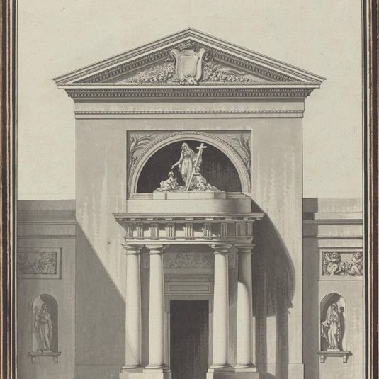 Facade for a Church with a Sculpture Representing Faith