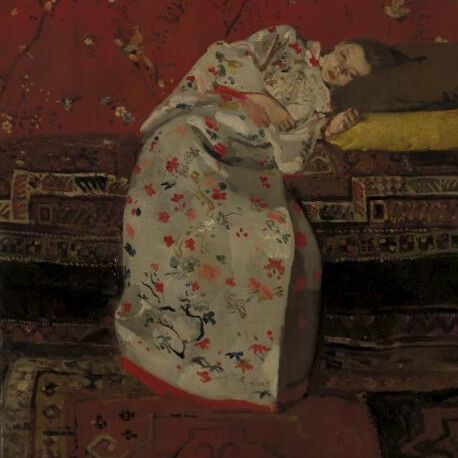 Meisje in witte kimono
