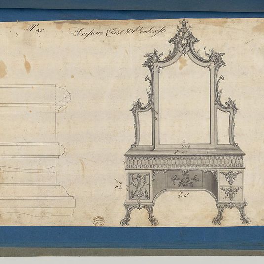 Dressing Chest and Bookcase, from Chippendale Drawings, Vol. II