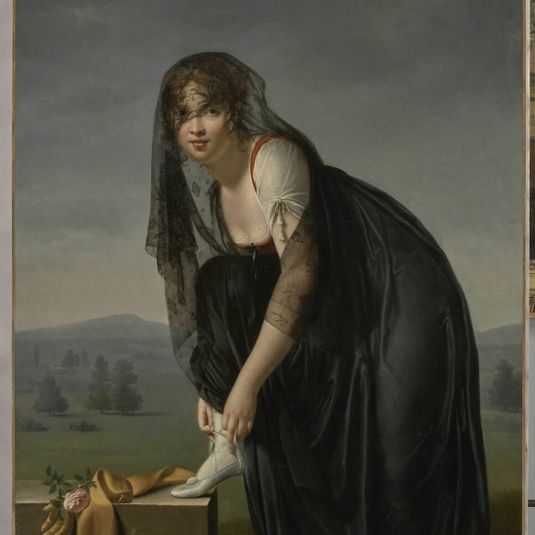 Study of a woman from nature, also known as Self-portrait of the artist tying her shoe
