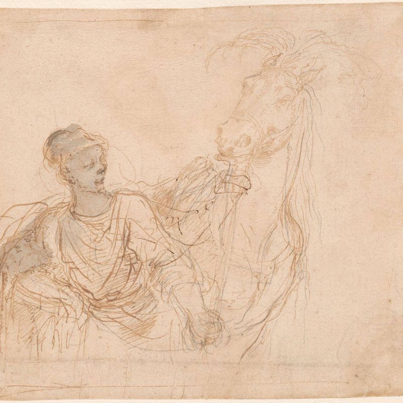 Figure Leading a Horse