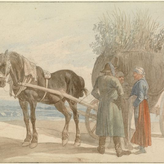 Austrian Peasants with a Horse and Cart, with a View of Vienna in the Distance