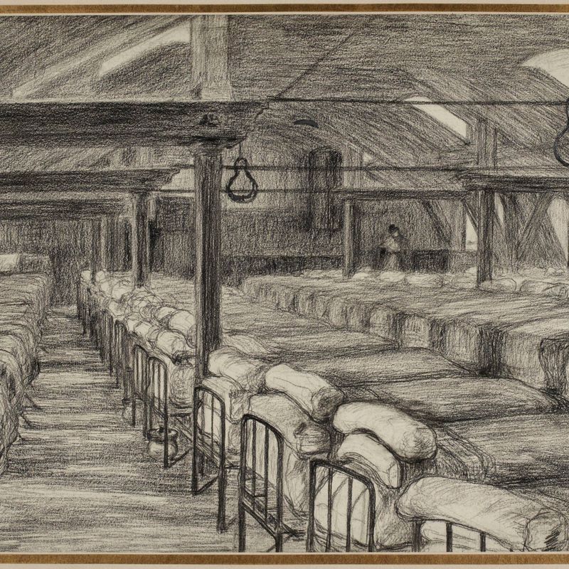 Prison de Saint-Lazare : le grand dortoir vide
