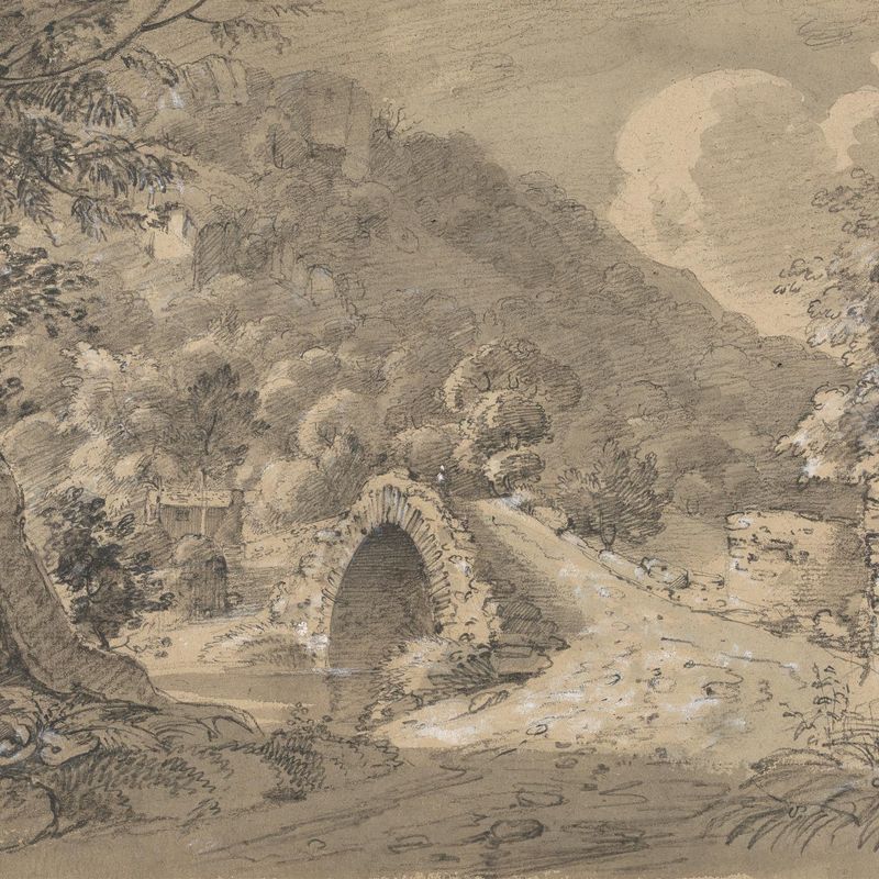 Mountainous Landscape with a Bridge and House