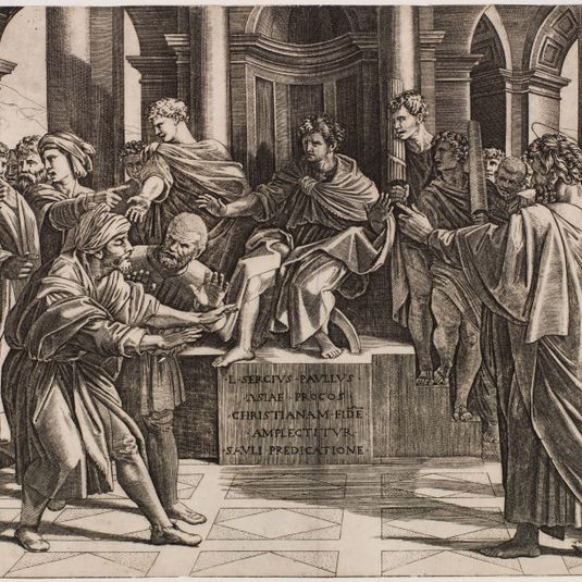Elymas aveuglé par Saint Paul d'après Raphaël (Bartsch 43 - Bartsch illustré tome 26 (volume 14, 1ère partie), page 61)