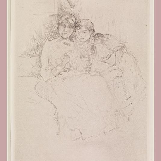 Renoir: Berthe Morisot (1841–1895) Berthe Morisot drawing, with her daughter (1889)  Drypoint The Courtauld, London (Samuel Courtauld Trust) © The Courtauld