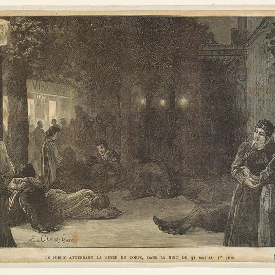 Le public attendant la levée du corps, dans la nuit du 31 mai au 1er juin 1885