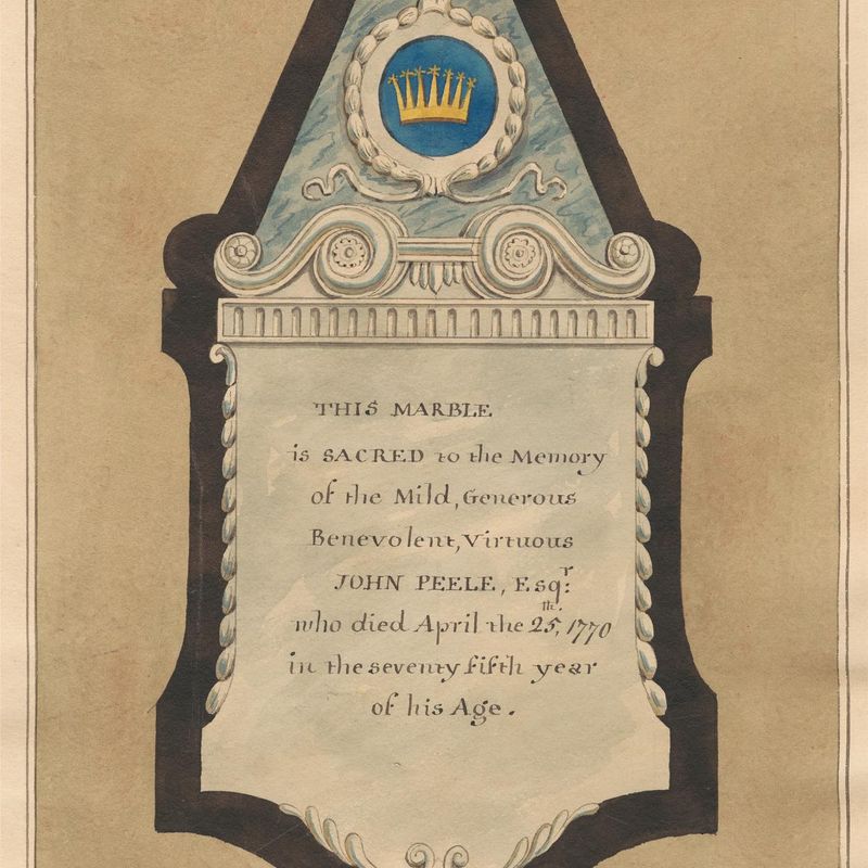 Memorial to John Peele from Hampton Church