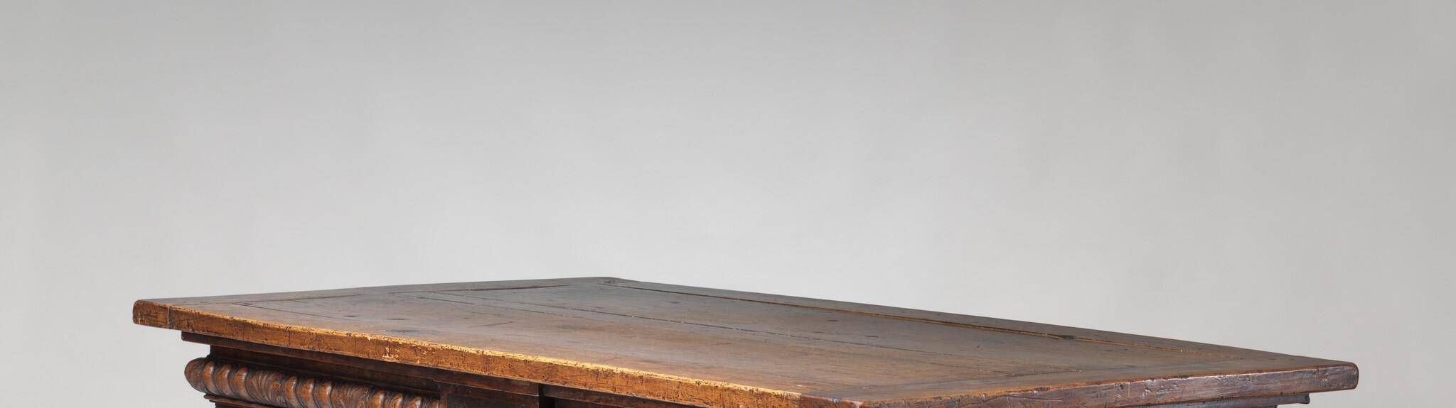 Walnut Table with Lion Sphinxes