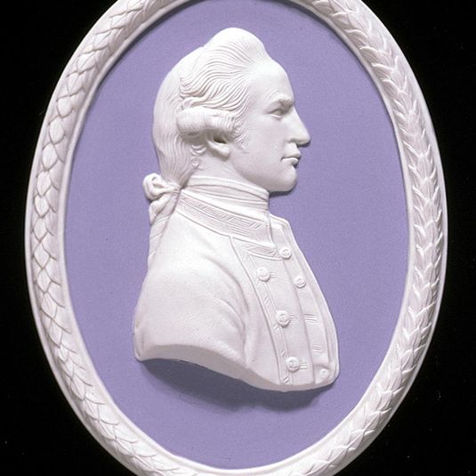 Blue jasper portrait medallion depicting Captain James Cook (1728-1779)