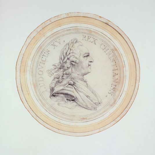 Portrait de Louis XV, lauré, cuirasse et draperies, profil à droite