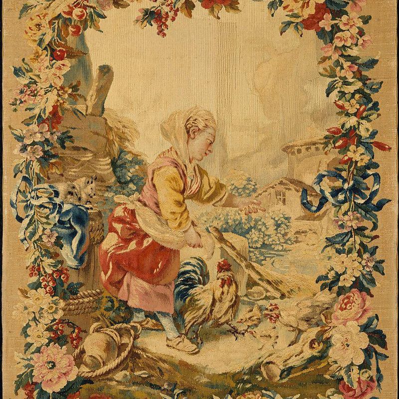 Girl Feeding Chickens from the series known as the Enfants de Boucher