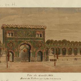 Fête du 16 août 1853, entrée des Tuileries sur la place de la Concorde