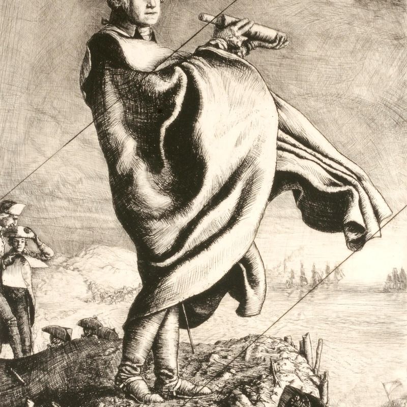 The British Evacuate Boston (cancelled plate from the portfolio "The Bicentennial Pageant of George Washington")