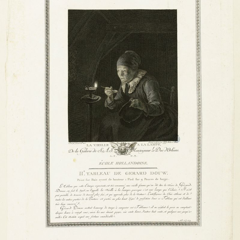 La vieille à la lampe IIème tableau de Gérard Dou