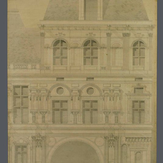 Ancien Hôtel de Ville de Paris : élévation du Pavillon Saint Jean commencé en 1533, achevé en 1539