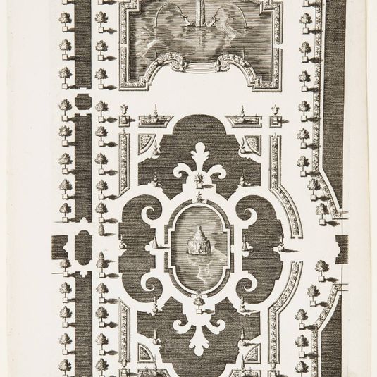 Design for a Garden Parterre of Cut Grass and Colored Gravel, from "Nouveaux Livre de Parterres," in Oeuvres Du Sr. D. Marot..., The Hague: Chez Pierre Husson, c.1702