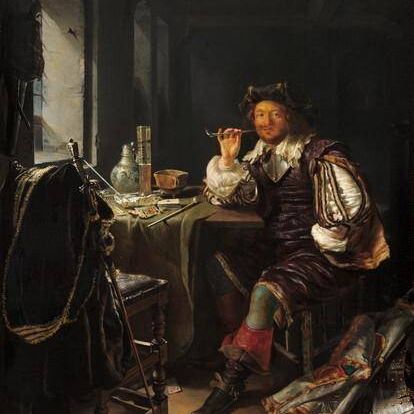 A Soldier Smoking a Pipe