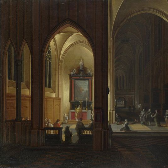An Evening Service in a Church