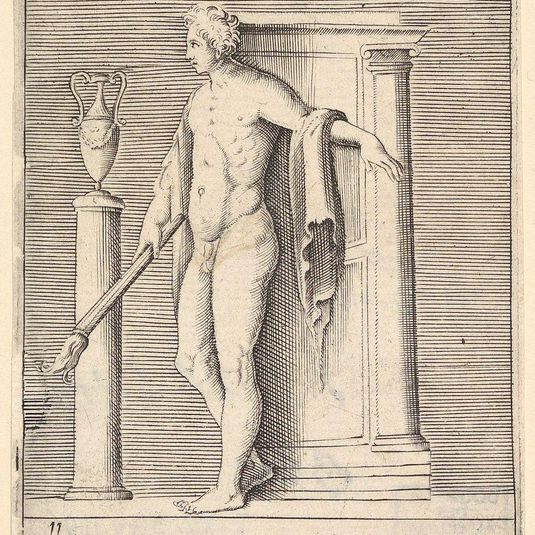 Man with Torch at Temple Door, from "Ex Antiquis Cameorum et Gemmae Delineata/ Liber Secundus/et ab Enea Vico Parmen Incis"