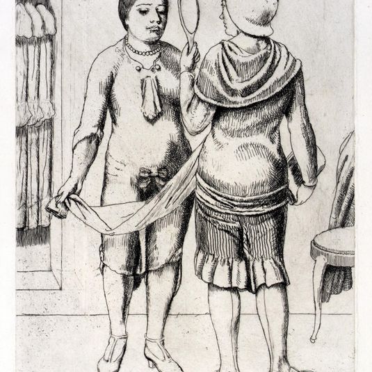 Two Women with Mirror