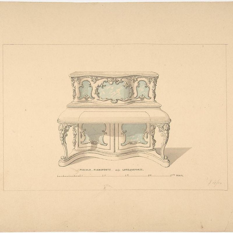 Design for Piccolo Pianoforte, Louis Quatorze Style