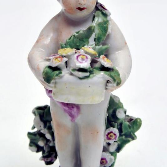 Figure: Amorino holding a basket of flowers, c.1755-60