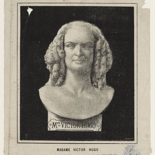 Mme Victor Hugo. Buste en marbre de Villain. - Dessin de E. Penauille