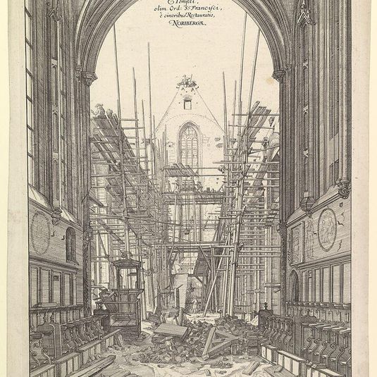 View of the Church of the Franciscans in Nuremberg under Reconstruction, from the series Views of Nuremberg