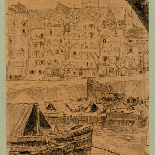 Le quai de l'Hôtel de Ville et église Saint-Gervais, le marché aux pommes.